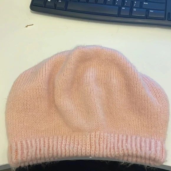 Vintage English Village Pink Knit Beanie Hat - Picture 4 of 6